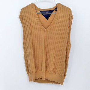 Henry Jacobson 100% Cotton Sleeveless Vest Sweater V-neck Large